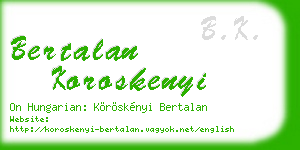 bertalan koroskenyi business card